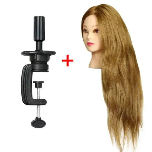 Hair Stylist Mannequin Head (100% Human Hair) + Clamp